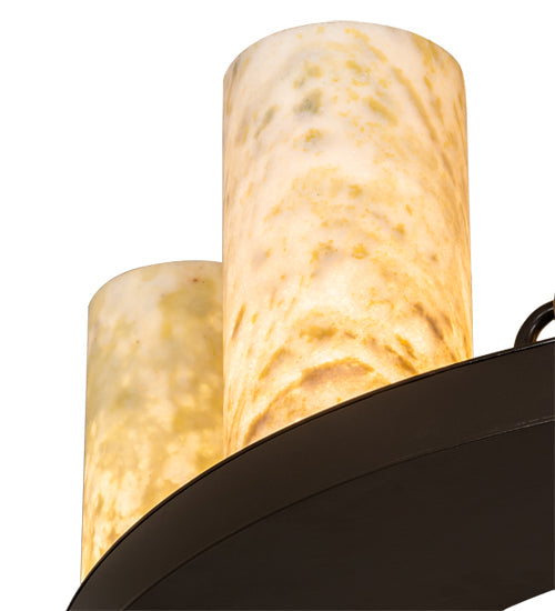 Meyda Lighting Loxley 30" 9-Light Timeless Bronze Semi-flush Mount Light With White & Green Jadestone Shade