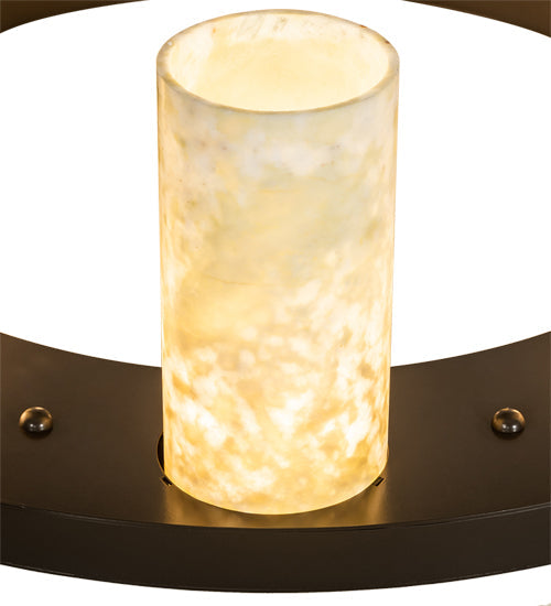 Meyda Lighting Loxley 30" 9-Light Timeless Bronze Semi-flush Mount Light With White & Green Jadestone Shade