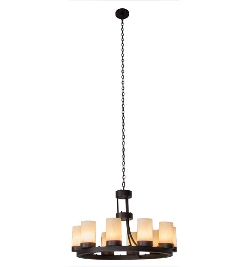 Meyda Lighting Loxley 36" 10-Light Mahogany Bronze Chandelier With Beige Sahara Taupe Idalight Shade