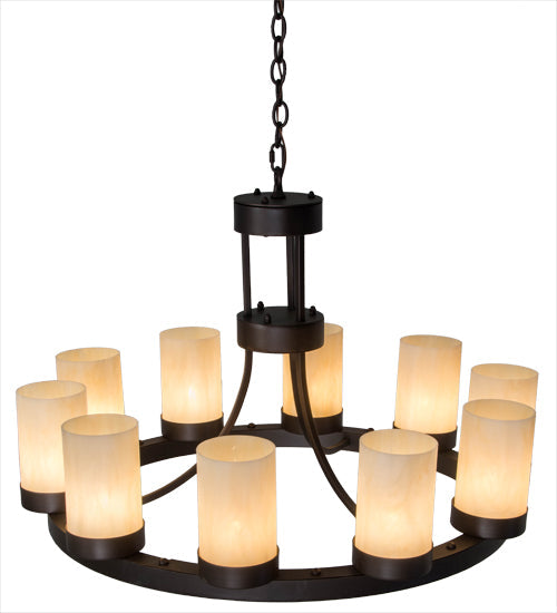 Meyda Lighting Loxley 36" 10-Light Mahogany Bronze Chandelier With Beige Sahara Taupe Idalight Shade