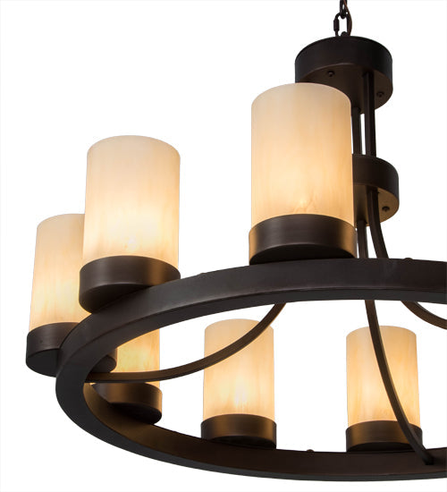 Meyda Lighting Loxley 36" 10-Light Mahogany Bronze Chandelier With Beige Sahara Taupe Idalight Shade