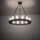 Meyda Lighting Loxley 36" 12-Light Mahogany Bronze Chandelier With Frosted Contrail Mist Shade