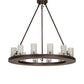 Meyda Lighting Loxley 36" 12-Light Mahogany Bronze Chandelier With Frosted Contrail Mist Shade