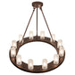 Meyda Lighting Loxley 36" 12-Light Mahogany Bronze Chandelier With Frosted Contrail Mist Shade