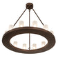 Meyda Lighting Loxley 36" 12-Light Mahogany Bronze Chandelier With Frosted Contrail Mist Shade