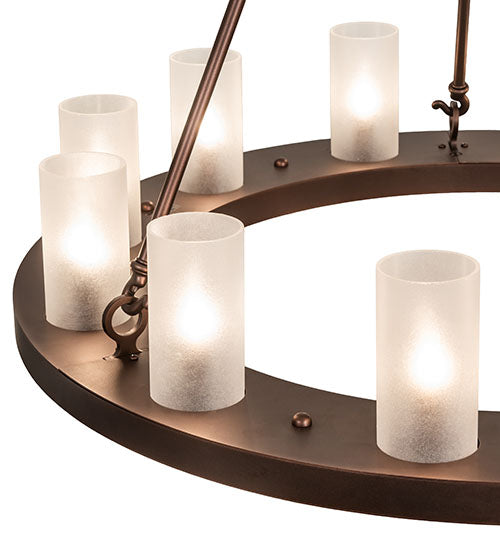 Meyda Lighting Loxley 36" 12-Light Mahogany Bronze Chandelier With Frosted Contrail Mist Shade