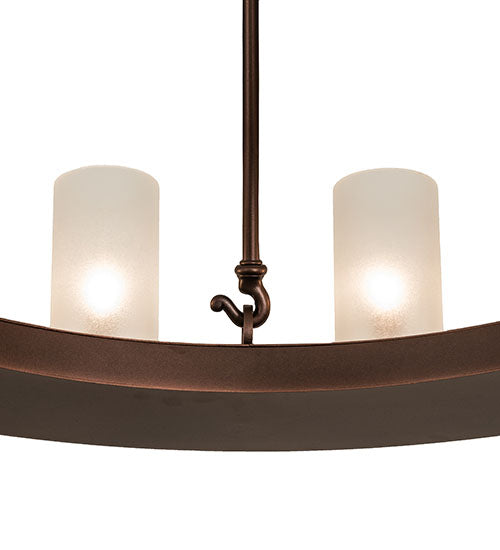 Meyda Lighting Loxley 36" 12-Light Mahogany Bronze Chandelier With Frosted Contrail Mist Shade