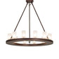 Meyda Lighting Loxley 36" 12-Light Mahogany Bronze Chandelier With Frosted Contrail Mist Shade
