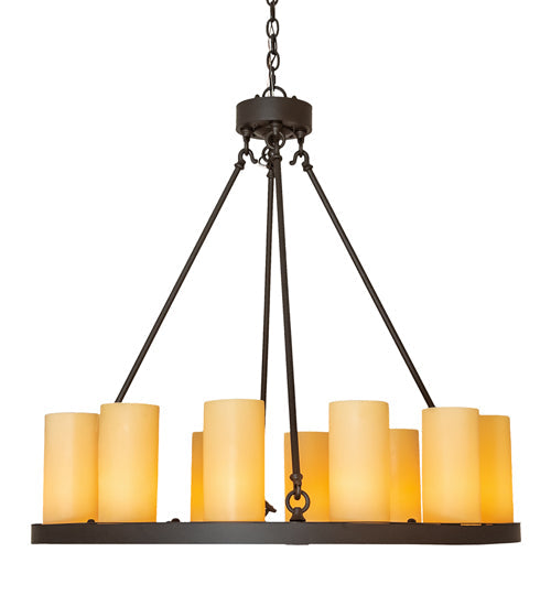 Meyda Lighting Loxley 36" 12-Light Oil Rubbed Bronze Chandelier With Ivory Shade