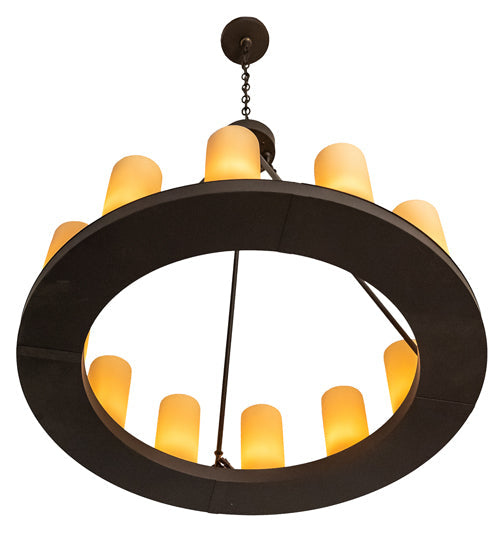 Meyda Lighting Loxley 36" 12-Light Oil Rubbed Bronze Chandelier With Ivory Shade