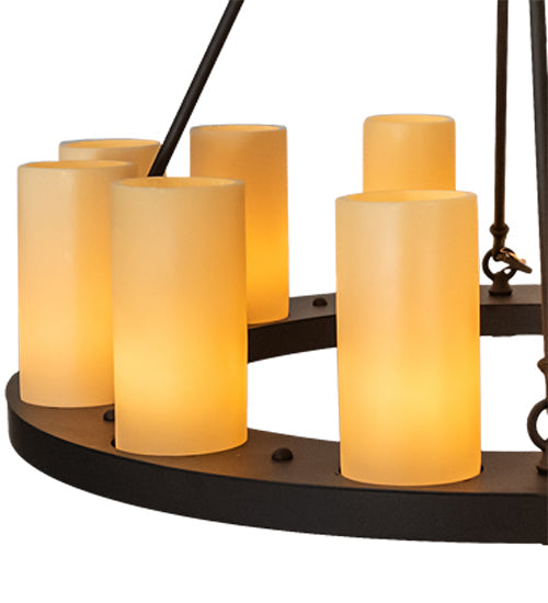Meyda Lighting Loxley 36" 12-Light Oil Rubbed Bronze Chandelier With Ivory Shade