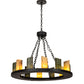 Meyda Lighting Loxley 36" 12-Light Old Wrought Iron Chandelier With Light & Dark Green Jadestone Shade