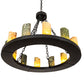 Meyda Lighting Loxley 36" 12-Light Old Wrought Iron Chandelier With Light & Dark Green Jadestone Shade
