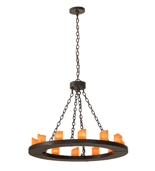 Meyda Lighting Loxley 36" 12-Light Timeless Bronze Chandelier With Amber Faux Candlelight