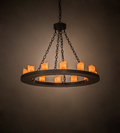 Meyda Lighting Loxley 36" 12-Light Timeless Bronze Chandelier With Amber Faux Candlelight