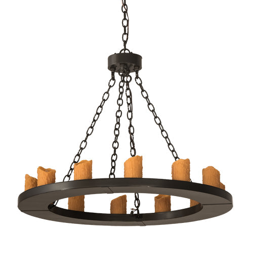 Meyda Lighting Loxley 36" 12-Light Timeless Bronze Chandelier With Amber Faux Candlelight