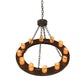 Meyda Lighting Loxley 36" 12-Light Timeless Bronze Chandelier With Amber Faux Candlelight