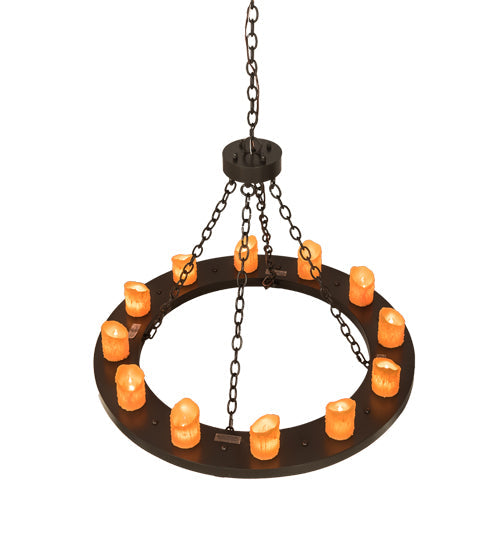 Meyda Lighting Loxley 36" 12-Light Timeless Bronze Chandelier With Amber Faux Candlelight
