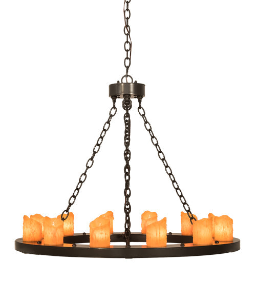Meyda Lighting Loxley 36" 12-Light Timeless Bronze Chandelier With Amber Faux Candlelight