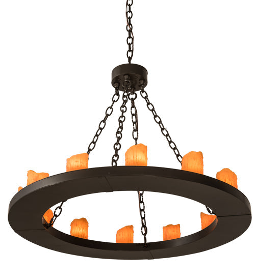 Meyda Lighting Loxley 36" 12-Light Timeless Bronze Chandelier With Amber Faux Candlelight
