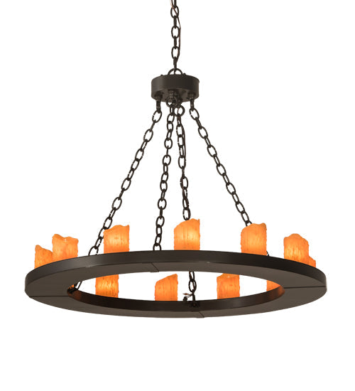 Meyda Lighting Loxley 36" 12-Light Timeless Bronze Chandelier With Amber Faux Candlelight
