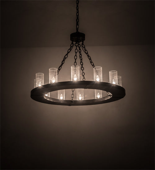 Meyda Lighting Loxley 36" 12-Light Timeless Bronze Chandelier With Clear Seeded Shade Glass