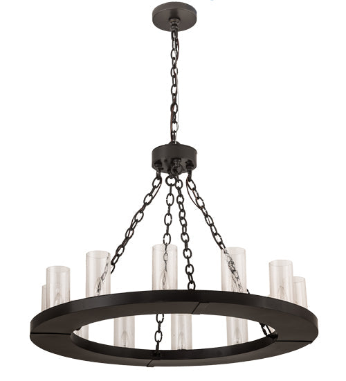 Meyda Lighting Loxley 36" 12-Light Timeless Bronze Chandelier With Clear Seeded Shade Glass