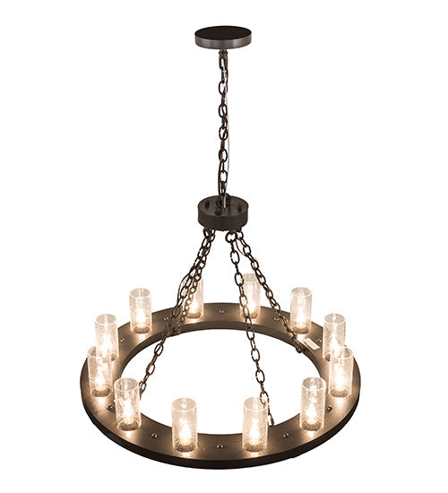 Meyda Lighting Loxley 36" 12-Light Timeless Bronze Chandelier With Clear Seeded Shade Glass