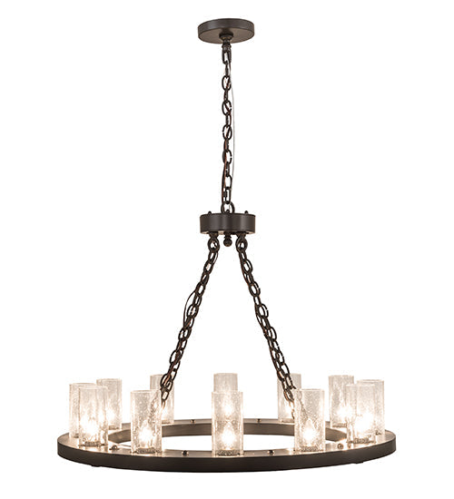 Meyda Lighting Loxley 36" 12-Light Timeless Bronze Chandelier With Clear Seeded Shade Glass