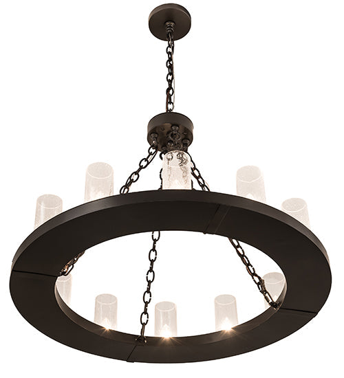 Meyda Lighting Loxley 36" 12-Light Timeless Bronze Chandelier With Clear Seeded Shade Glass