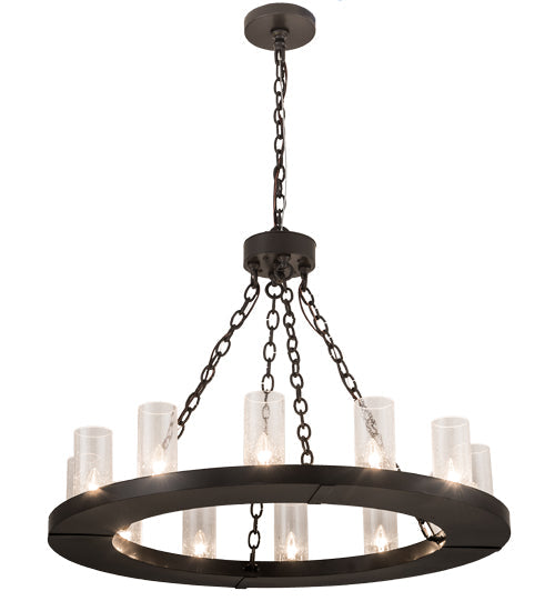 Meyda Lighting Loxley 36" 12-Light Timeless Bronze Chandelier With Clear Seeded Shade Glass