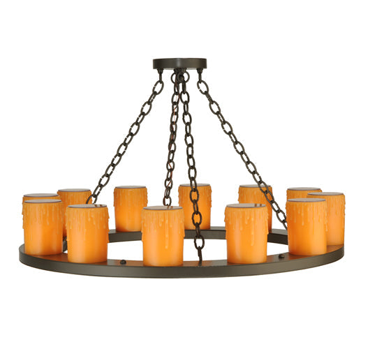 Meyda Lighting Loxley 36" 12-Light Timeless Bronze Chandelier With Honey Amber Shade Glass