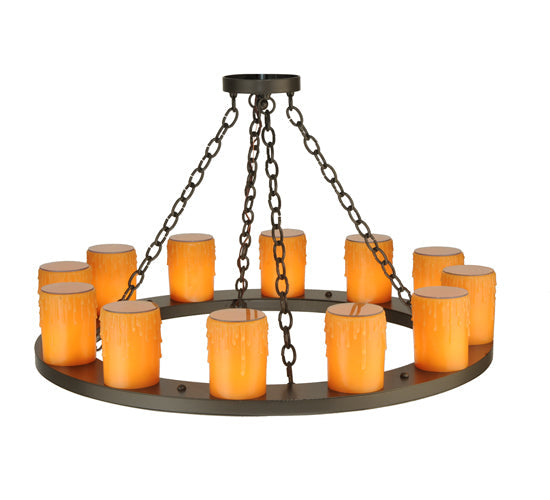 Meyda Lighting Loxley 36" 12-Light Timeless Bronze Chandelier With Honey Amber Shade Glass