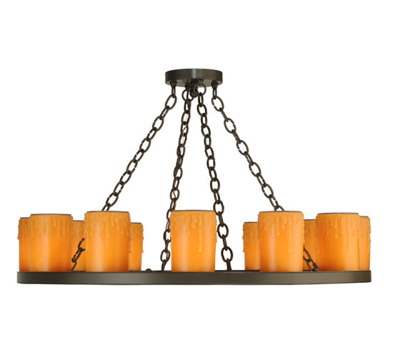 Meyda Lighting Loxley 36" 12-Light Timeless Bronze Chandelier With Honey Amber Shade Glass