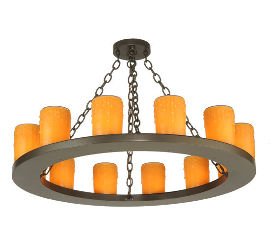 Meyda Lighting Loxley 36" 12-Light Timeless Bronze Chandelier With Honey Amber Shade Glass