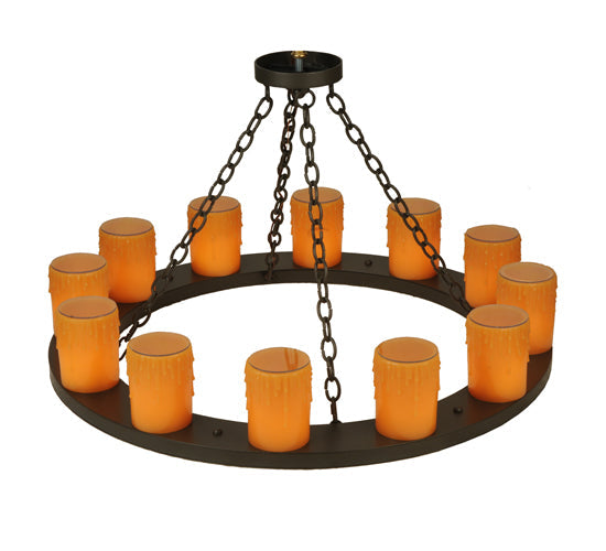 Meyda Lighting Loxley 36" 12-Light Timeless Bronze Chandelier With Honey Amber Shade Glass