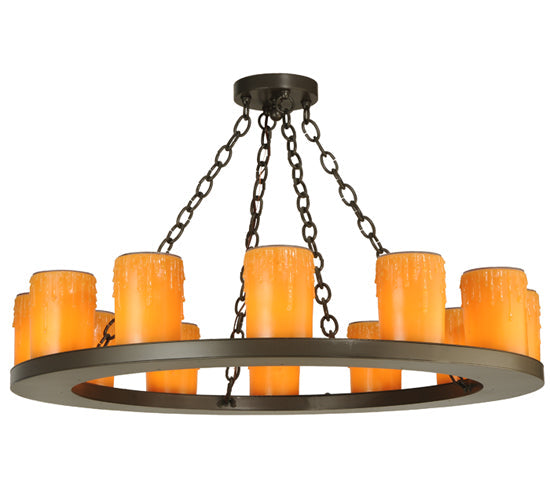 Meyda Lighting Loxley 36" 12-Light Timeless Bronze Chandelier With Honey Amber Shade Glass