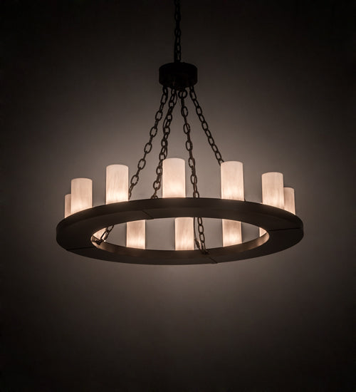 Meyda Lighting Loxley 36" 12-Light Timeless Bronze Chandelier With Whitestone Idalight Shade