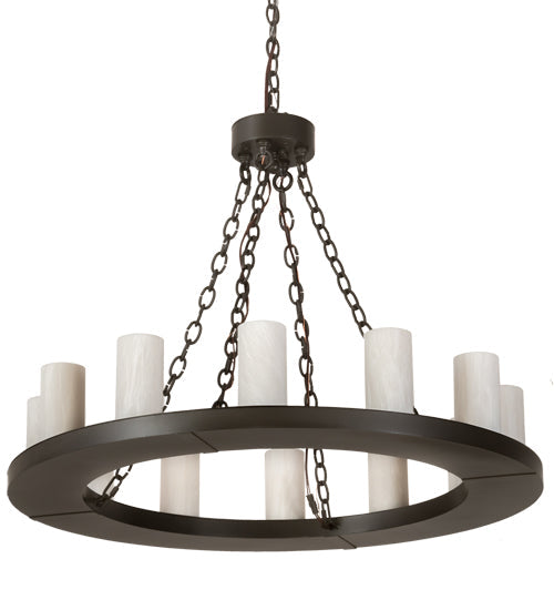 Meyda Lighting Loxley 36" 12-Light Timeless Bronze Chandelier With Whitestone Idalight Shade