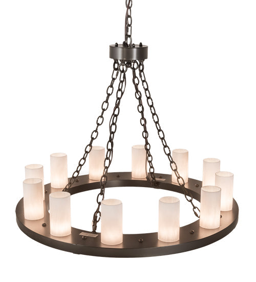 Meyda Lighting Loxley 36" 12-Light Timeless Bronze Chandelier With Whitestone Idalight Shade