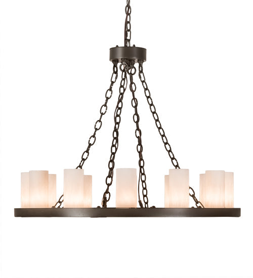 Meyda Lighting Loxley 36" 12-Light Timeless Bronze Chandelier With Whitestone Idalight Shade