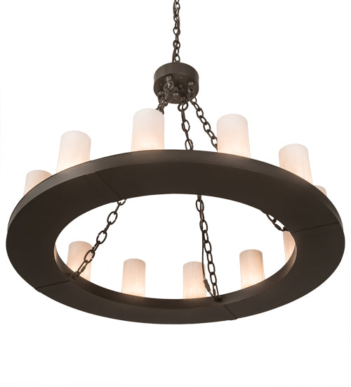 Meyda Lighting Loxley 36" 12-Light Timeless Bronze Chandelier With Whitestone Idalight Shade
