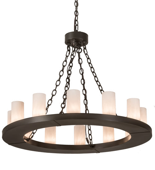 Meyda Lighting Loxley 36" 12-Light Timeless Bronze Chandelier With Whitestone Idalight Shade