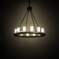 Meyda Lighting Loxley 36" 12-Light Wrought Iron Chandelier With Frosted Clear Shade Glass
