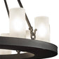 Meyda Lighting Loxley 36" 12-Light Wrought Iron Chandelier With Frosted Clear Shade Glass
