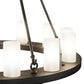 Meyda Lighting Loxley 36" 12-Light Wrought Iron Chandelier With Frosted Clear Shade Glass