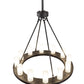 Meyda Lighting Loxley 36" 12-Light Wrought Iron Chandelier With Frosted Clear Shade Glass