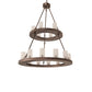 Meyda Lighting Loxley 36" 18-Light 2-Tier Mahogany Bronze Chandelier With Clear Frosted Acrylic Shade