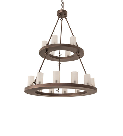 Meyda Lighting Loxley 36" 18-Light 2-Tier Mahogany Bronze Chandelier With Clear Frosted Acrylic Shade
