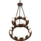 Meyda Lighting Loxley 36" 18-Light 2-Tier Mahogany Bronze Chandelier With Clear Frosted Acrylic Shade